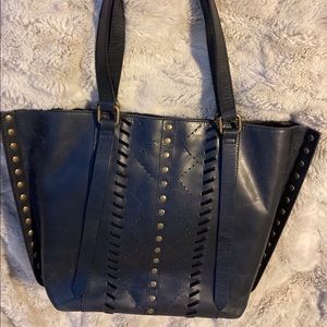 Lucky Brand Black Leather studded bag tote